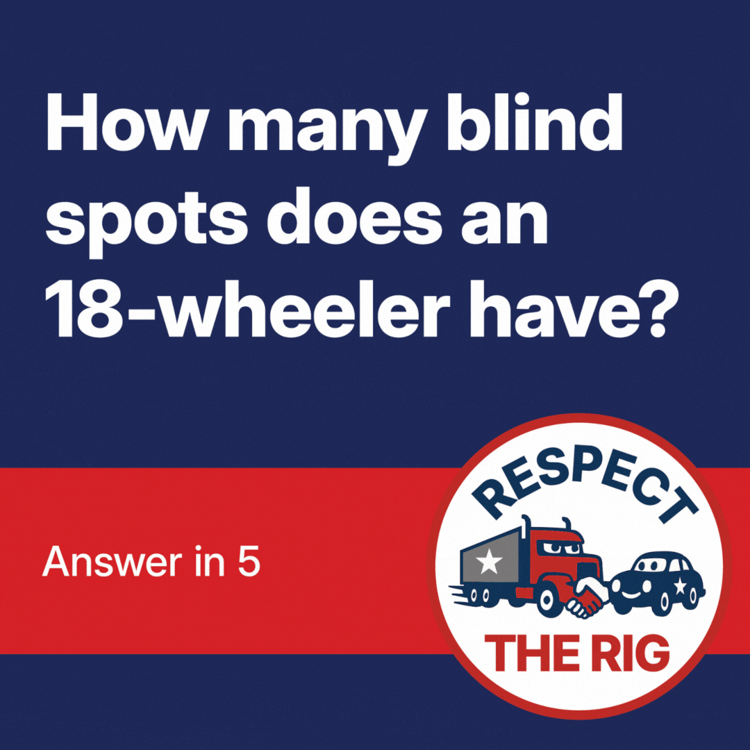 How many blind spots does an 18-wheeler have?